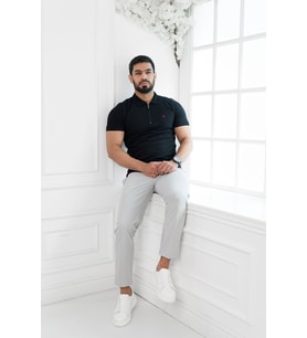 Paul Martin Fermuarlı Polo Yaka %100 Pamuk Regular Fit T-shirt (Siyah)