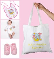 eJOYA Bebeklere Özel Çantasında Kişiye Özel Zıbın Önük Ve Patik Bebek Hediye Seti 109773 (Pembe)