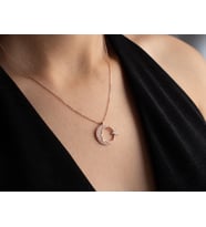 925 Ayar Gümüş Atatürk Silueti Ay Yıldız Kolye (Rose)