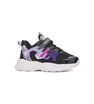 Günlük Erkek Kız Çocuk Sneaker Lastik Bağcıklı Cırtlı Hafif  Spor Ayakkabı 080 (Siyah - Lila)