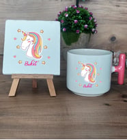 Unicorn Hediye Seti Kupa Bardak T Kulplu ve Dekoratif Taş Kadın Arkadaşa Doğum Günü Hediyesi (Model 4)