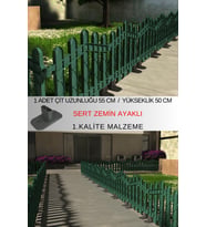 Dekoratif Plastik Alan Oluşturma ve Bahçe Çiti 1 ADET ÇİT (Y: 50 CM / G: 55 CM) SERT ZEMİN AYAKLI (Yeşil)
