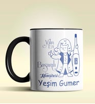 Kişiye Özel Yılın En Başarılı Hemşiresi (Bayan) Tema Turuncu Kupa (Siyah)