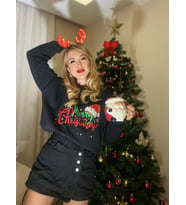 YENİ YIL-MERRY CHRİSTMAS BASKILI KADIN OVERSİZE SWEATSHIRT KIRMIZI,SİYAH,BEYAZ,KAHVERENGİ,YEŞİL HOODİE MSW202501 (Siyah)