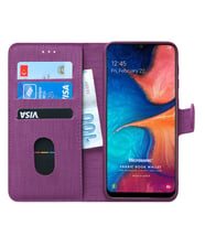 Microsonic Samsung Galaxy A30 Kılıf Fabric Book Wallet (Mor)