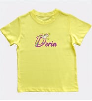 Lupia Edelweiss Kişiye Özel İsim yazılabilir NAKIŞLI çocuk Tshirt (Sarı)