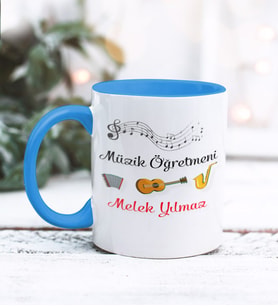 Müzik Öğretmeni Tasarımlı Kişiye Özel Kupa Bardak (Mavi)