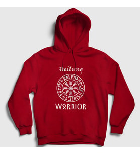 Presmono Unisex Gri Warrior Heilung Kapüşonlu Sweatshirt 415131tt (Kırmızı)