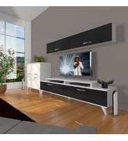 Decoraktiv Ekoflex 6y Slm Retro Tv Ünitesi Tv Sehpası (Beyaz-Siyah)