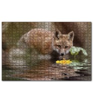 Cakapuzzle Göldeki Sarı Çiçeği İzleyen Yavru Tilki  Puzzle Yapboz MDF (Ahşap) (1000 Parça)