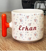 Kişiye Özel Tatlı Ayıcık Desenli Hediye T Kupa Bardak Arkadaşa Hediye (Turuncu)