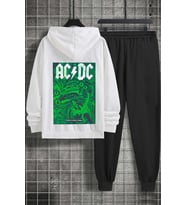 Unisex AcDc Baskılı Eşofman Takımı (A.Beyaz)