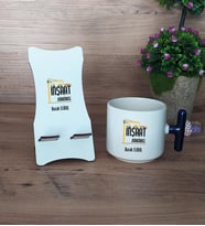 İnşaat Mühendisi Hediye Sepeti Kupa Bardak T Kulplu ve Ahşap Telefon Standı Mühendisler Günü Hediyesi  (Model 2)