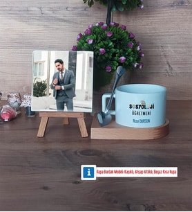Sosyoloji Öğretmeni Fotoğraflı Dekoratif Taş, Kupa Bardak Beyaz Hediye Öğretmenler Günü Hediyesi (Model 8)