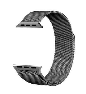 Apple Watch Seri 2/3/4/5/6/7/8/se 38mm-40mm-41mm Uyumlu Hasır Metal Kordon (Koyu Gri)