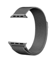 Apple Watch Seri 2/3/4/5/6/7/8/se 38mm-40mm-41mm Uyumlu Hasır Metal Kordon (Koyu Gri)