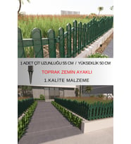 Dekoratif Plastik Bahçe ve Peyzaj Çiti 1 ADET ÇİT (Y: 50 CM / G: 55 CM) TOPRAK AYAKLI (Yeşil)