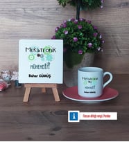 Mekatronik Mühendisi Dekoratif Taş, Türk Kahvesi Fincanı Kırmızı İsme Özel Hediye (Model 4)