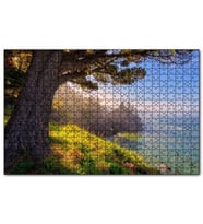 Cakapuzzle Gündoğumu Deniz Manzaralı Tepedeki Ağaç Puzzle Yapboz MDF (Ahşap) (500 Parça)