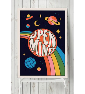 Psychedelic Indie Tarzı Renkli Posterler - 15 Farklı Tasarım ve Ebat (Mavi)