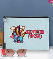 BK Gift Kişiye Özel İsimli-3 Astarlı Portföy Çanta 30x21cm(12 Renk Seçeneği), Baskılı El Çantası, Organizer Çanta (Açık Mavi)