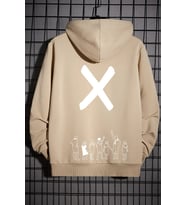 Unisex Design X Baskılı Sweatshirt (Bej)