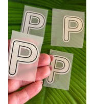 5X4 CM ÜTÜ İLE YAPIŞAN P HARFİ TRANSFER BASKI ARMA (Gri)