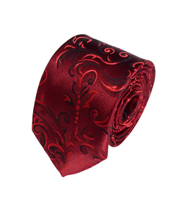 Cengiz İnler Jakarlı Desen Mendilli Mikrofiber Erkek Kravat (Bordo)