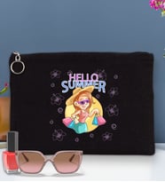 BK Gİft Yaz Temalı-2 Astarlı Portföy Çanta 30x21cm(12 Renk Seçeneği), Baskılı El Çantası, Organizer Çanta (Siyah)