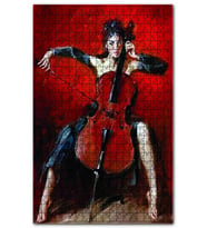Cakapuzzle Siyah Elbiseli Viyola Çalan Kadın Puzzle Yapboz MDF (Ahşap) (1000 Parça)