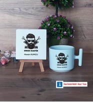 Erkek Kuaförü Dekoratif Taş, Kupa Bardak Kırmızı Hediye (Model 11)