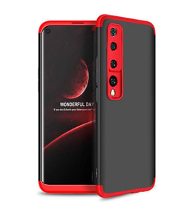Xiaomi Mi 10 Kılıf Zore 360 Tam Koruma Kamera Korumalı Ays (Siyah-Kırmızı)