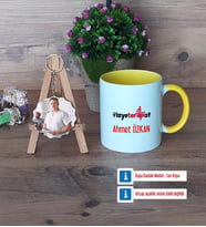 Fizyoterapist Kupa Bardak Beyaz ve Fotoğraflı Ahşap Anahtarlık Hediye (Model 7)