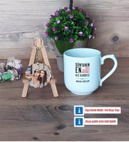 Kız Kardeş Kupa Bardak Beyaz ve Fotoğraflı Ahşap Anahtarlık Hediye (Model 5)