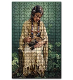 Cakapuzzle Eski Kucağında Tilki Kızılderili Kız Çocuğu Puzzle Yapboz MDF (Ahşap) (255 Parça)