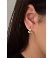 Papatya Silver 925 Ayar Gümüş Gold Kaplama Kalemli Taşlı Frezya Çiçeği Küpe (Pembe)