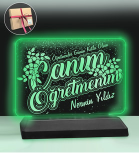 Öğretmene Özel Canım Öğretmenim yazılı Led Gece Lambası Hediyesi (Yeşil)