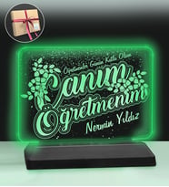 Öğretmene Özel Canım Öğretmenim yazılı Led Gece Lambası Hediyesi (Yeşil)