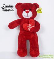 Kendin Tasarla 50 cm Kalpli Pelüş Ayıcık (Kırmızı)