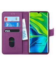 Microsonic Xiaomi Mi Note 10 Kılıf Fabric Book Wallet (Mor)
