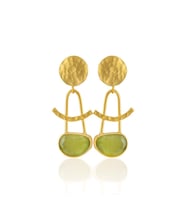 Kadir Jewellery 22 Ayar Altın Kaplama Vintage Küpe -El İşçiliği Ve Hipoalerjenik Küpe (Zeytin Yeşili)