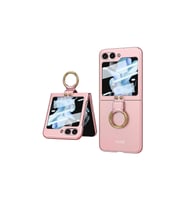 Galaxy Z Flip 5 Kılıf Kıpta Yüzüklü Flip Sert Kılıf (Pembe)
