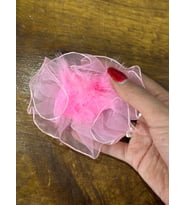TÜĞLÜ TÜLLÜ TASARIM BROŞ YAKA GİYİM AKSESUARI 8X8 CM (Pembe)