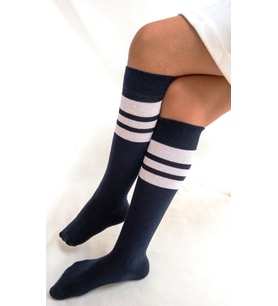 CİHO SOCKS Daily 4 Çift Kız Çocuk, Kadın Çizgili Kaymayan Diz Altı Orta Okul Lise Kolej Okul Çorabı (Lacivert)