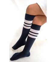 CİHO SOCKS Daily 4 Çift Kız Çocuk, Kadın Çizgili Kaymayan Diz Altı Orta Okul Lise Kolej Okul Çorabı (Lacivert)