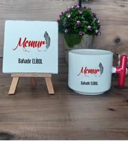 Memur Hediye Seti Kupa Bardak T Kulplu ve Dekoratif Taş Memura Hediye (Model 1)