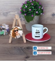 Arkadaşa Hediye Türk Kahvesi Fincanı Ahşap Altlıklı ve Fotoğraflı Ahşap Anahtarlık Hediye Doğum Günü Hediyesi (Model 3)