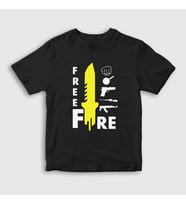 Presmono Unisex Çocuk Kırmızı Knife Free Fire T-Shirt 232791tt (Siyah)