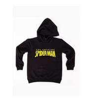 Spiderman baskılı örümcek adam kapüşonlu pamuklu kumaş çocuk sweatshirt (Siyah)
