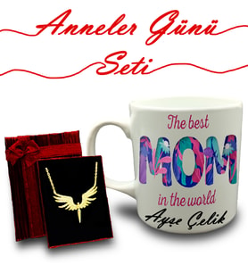 Anneler Gününe Özel Kişiye Özel Kupa & Mikail Melek Kolye Hediye Seti (Model 2)